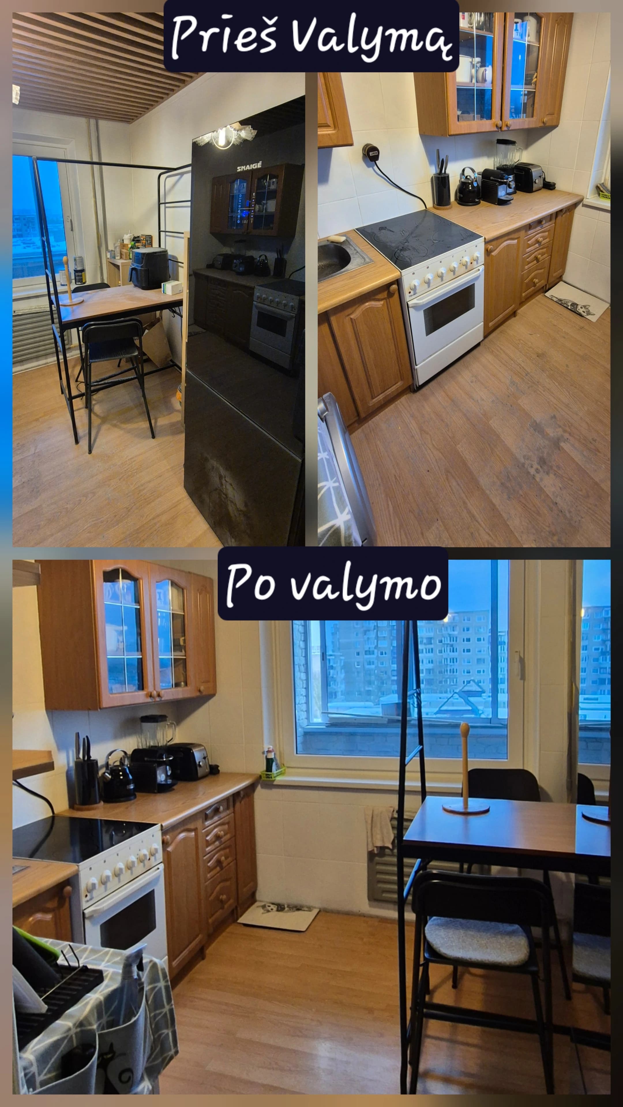 Buto valymas – prieš ir po